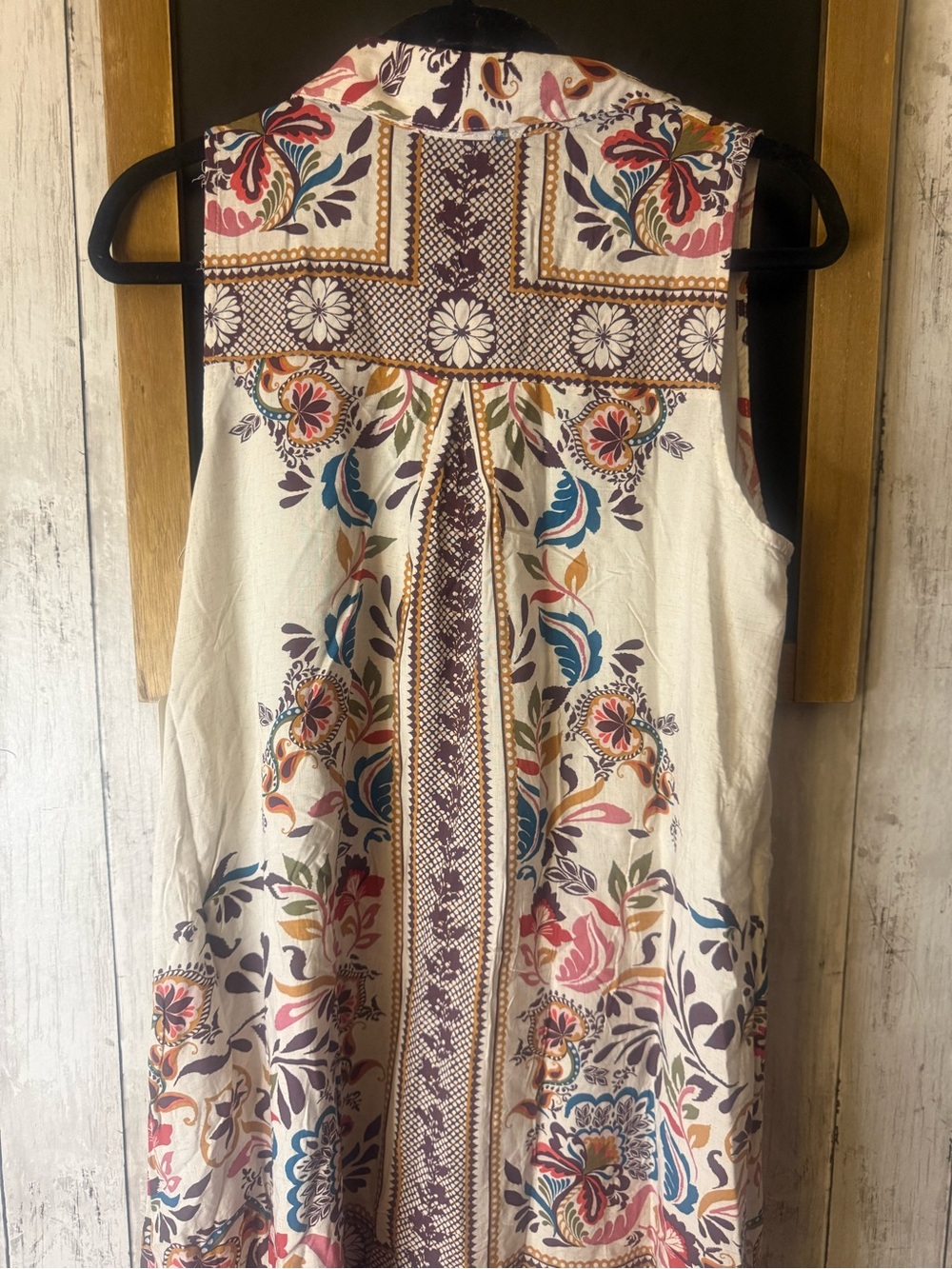 NWT Anthropologie FIG & FLOWER Boho Midi Dress M Linen Rayon Floral Button Down - Picture 7 of 8